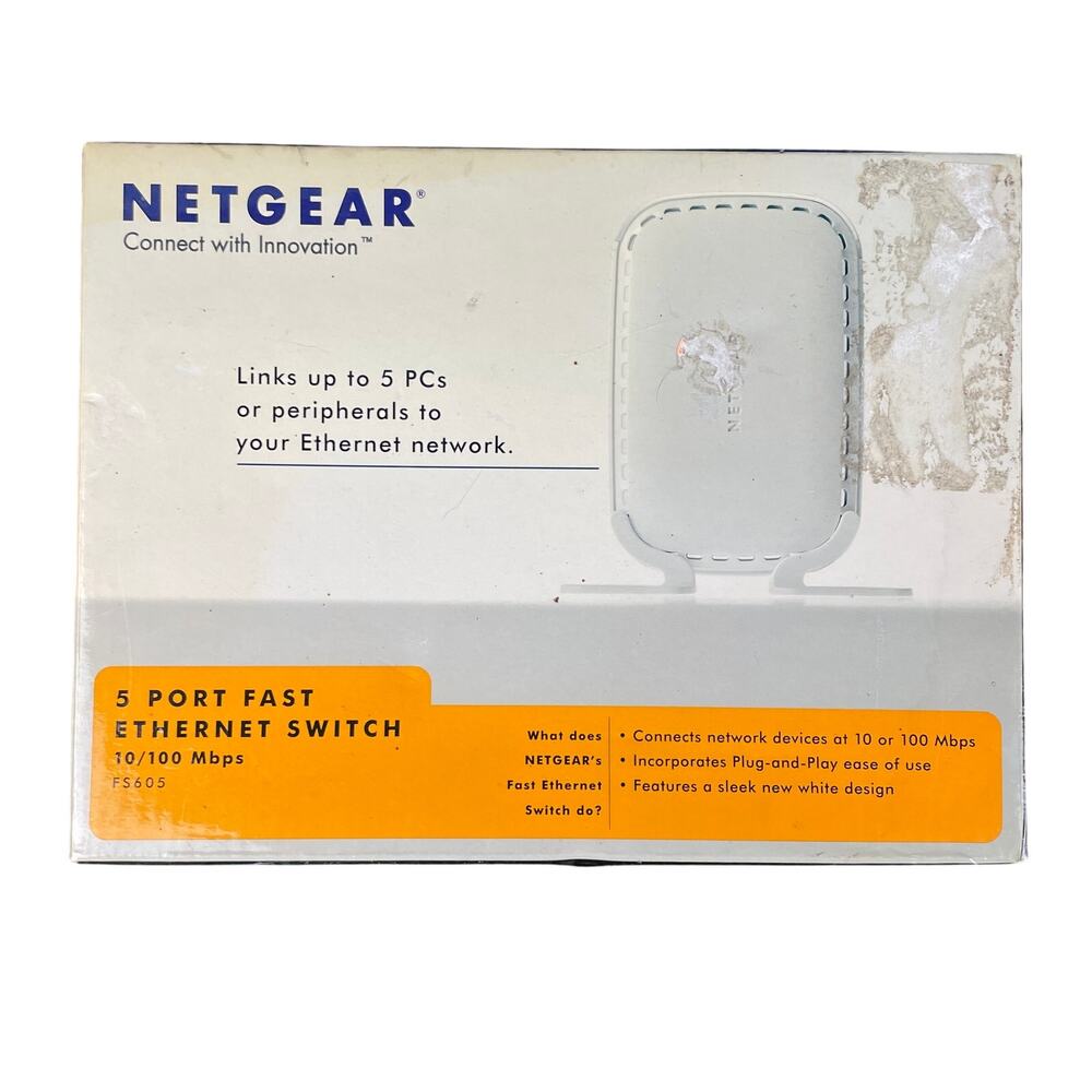 NETGEAR 5-Port Fast Ethernet Switch (Model FS605) New